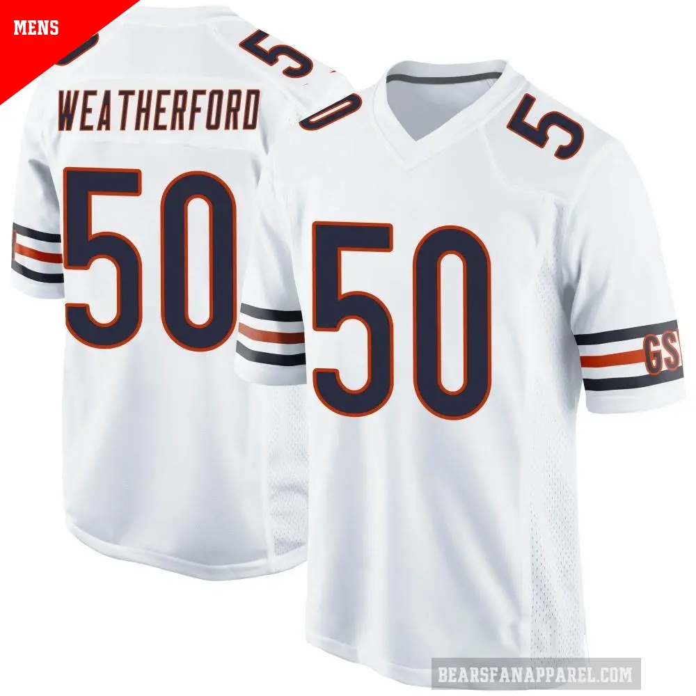 Men's Chicago Bears ＃50 Sterling Weatherford White Game Jersey