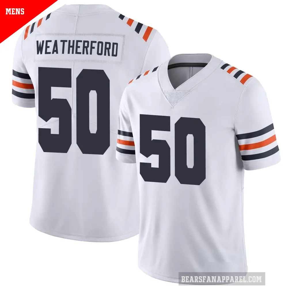 Men's Chicago Bears ＃50 Sterling Weatherford White Limited Alternate Classic Vapor Jersey