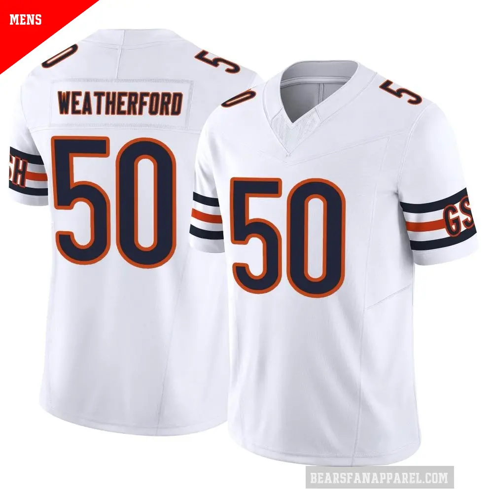 Men's Chicago Bears ＃50 Sterling Weatherford White Limited Vapor F.U.S.E. Jersey