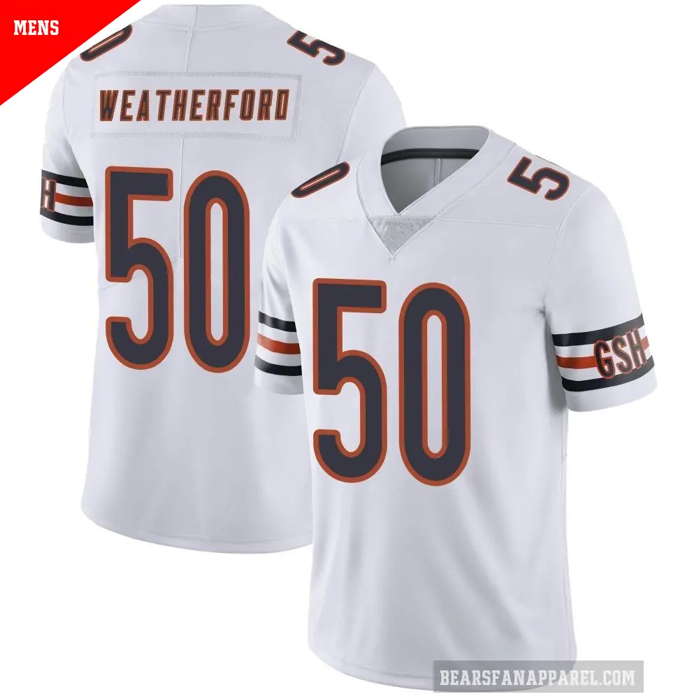 Men's Chicago Bears ＃50 Sterling Weatherford White Limited Vapor Untouchable Jersey