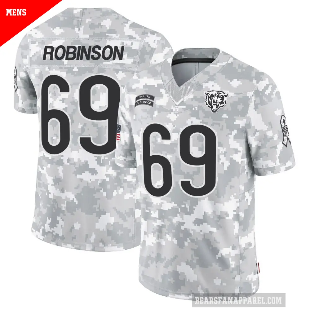 Men's Chicago Bears ＃69 Jereme Robinson Arctic Camo Limited 2024 Salute to Service Jersey