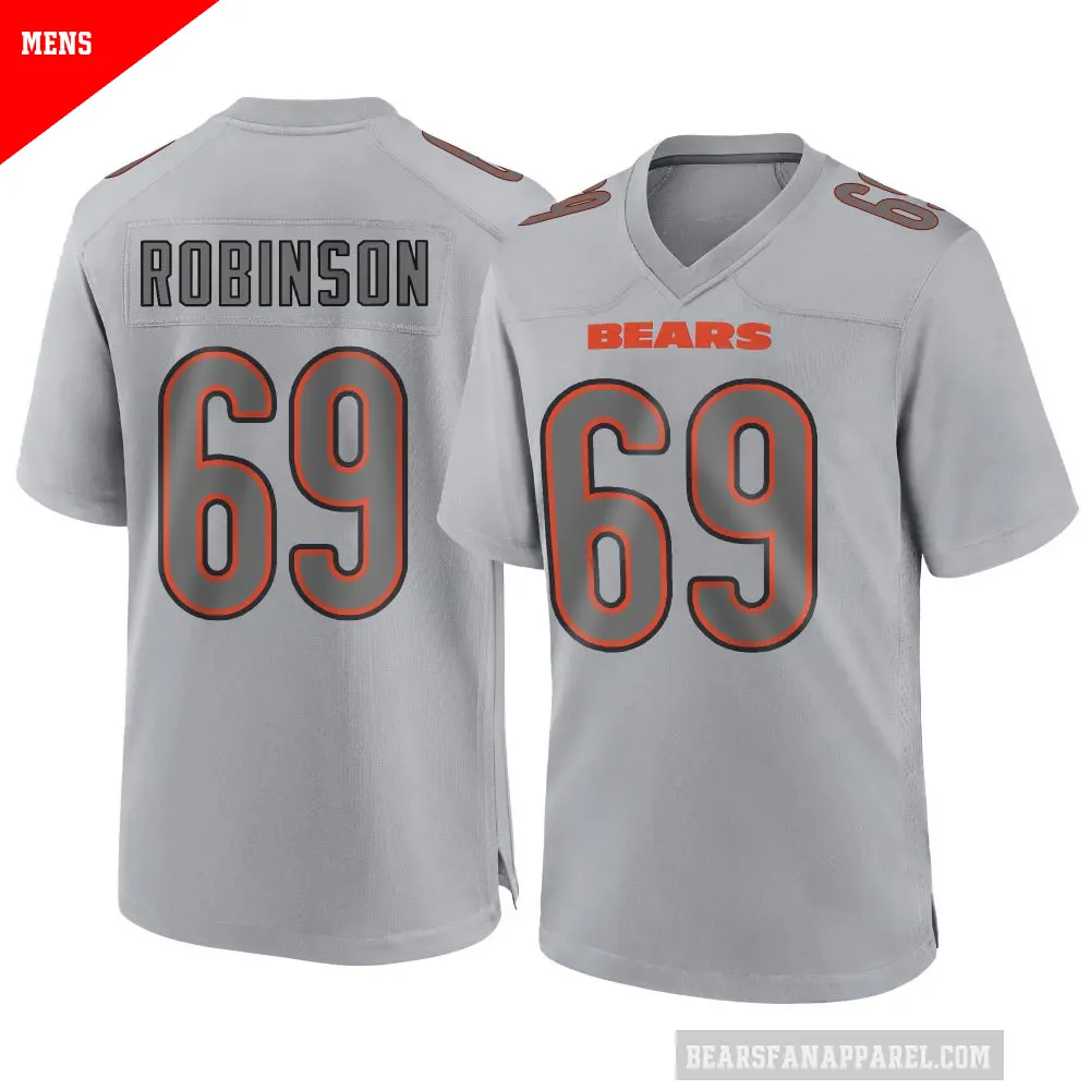 Men's Chicago Bears ＃69 Jereme Robinson Gray Game Atmosphere Fashion Jersey