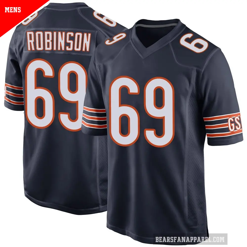 Men's Chicago Bears ＃69 Jereme Robinson Navy Game Team Color Jersey