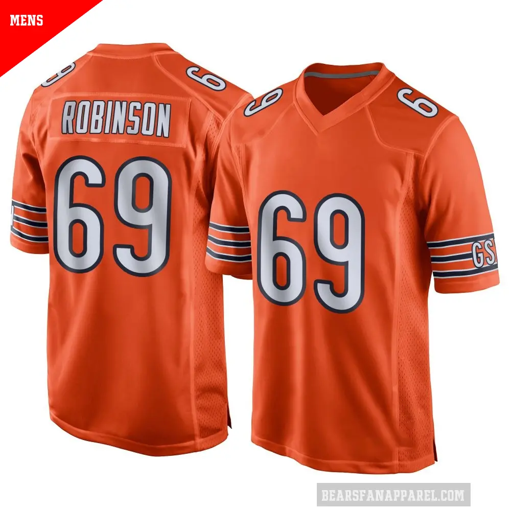 Men's Chicago Bears ＃69 Jereme Robinson Orange Game Alternate Jersey