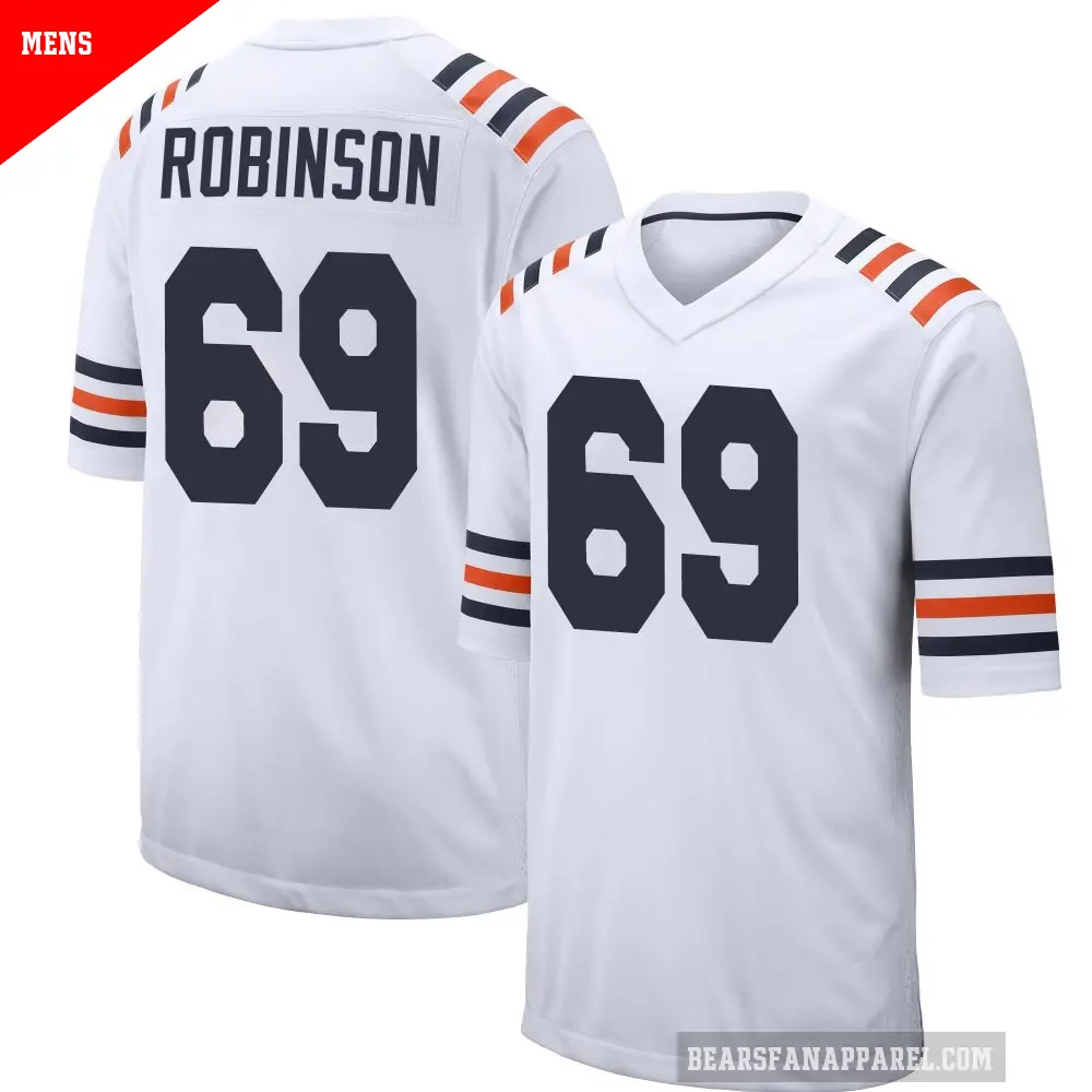 Men's Chicago Bears ＃69 Jereme Robinson White Game Alternate Classic Jersey