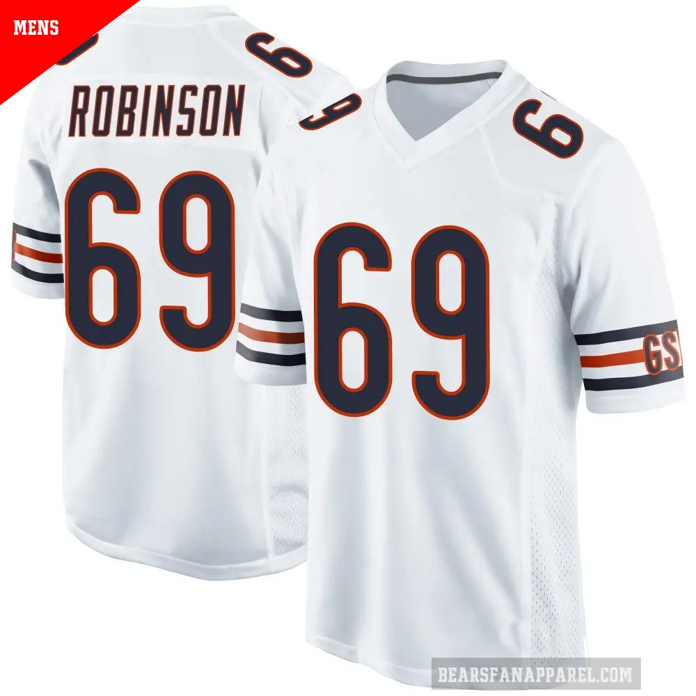 Men's Chicago Bears ＃69 Jereme Robinson White Game Jersey