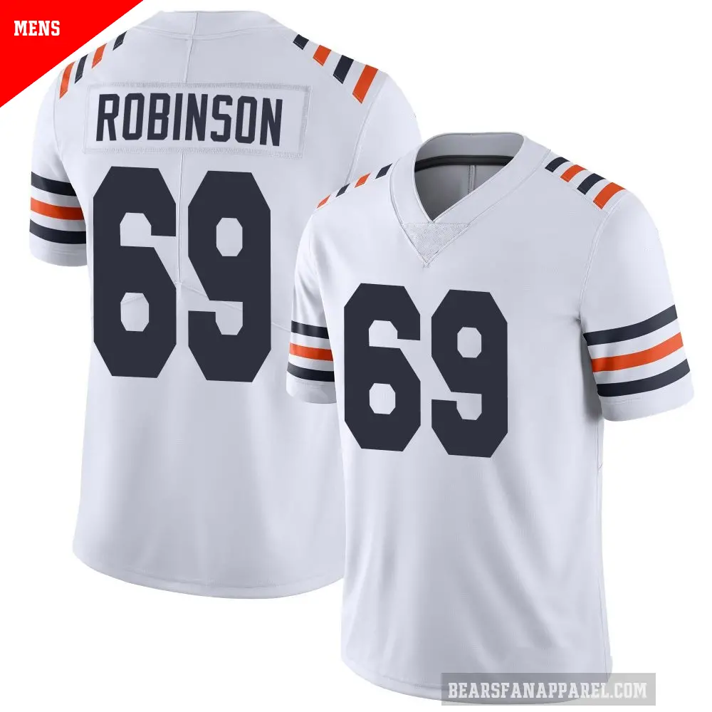 Men's Chicago Bears ＃69 Jereme Robinson White Limited Alternate Classic Vapor Jersey