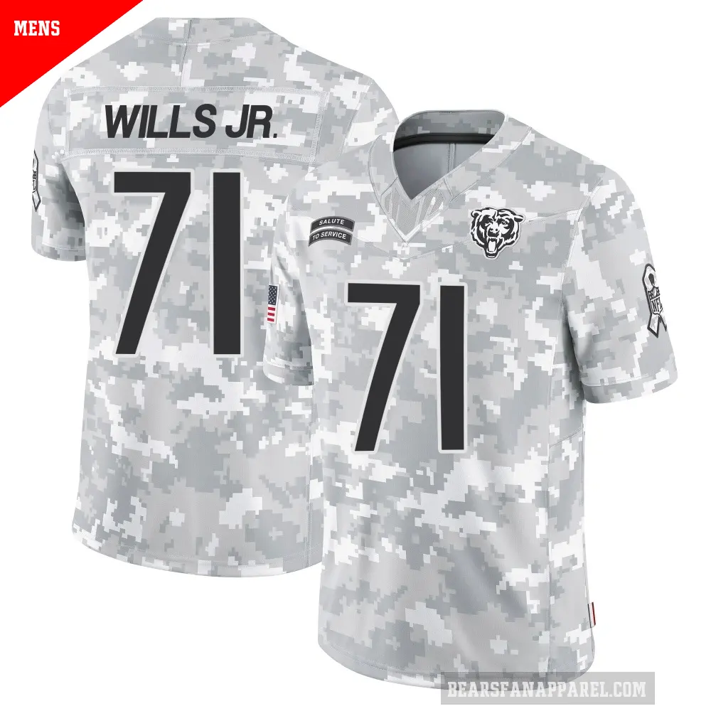 Men's Chicago Bears ＃71 Jedrick Wills Jr. Arctic Camo Limited 2024 Salute to Service Jersey