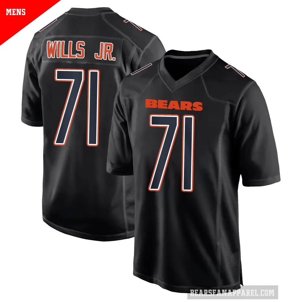 Men's Chicago Bears ＃71 Jedrick Wills Jr. Black Game Carbon Fashion Jersey