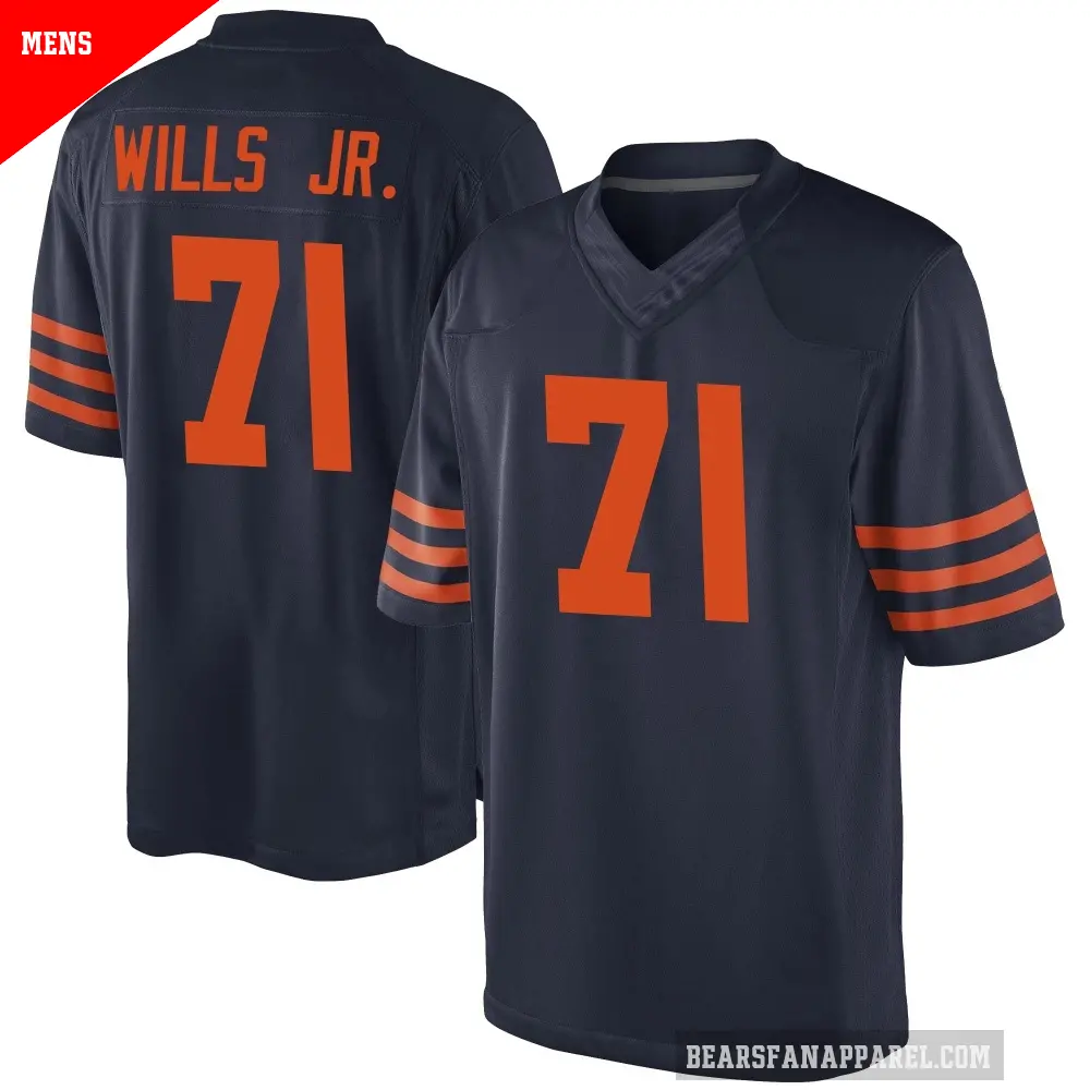 Men's Chicago Bears ＃71 Jedrick Wills Jr. Navy Blue Game Alternate Jersey