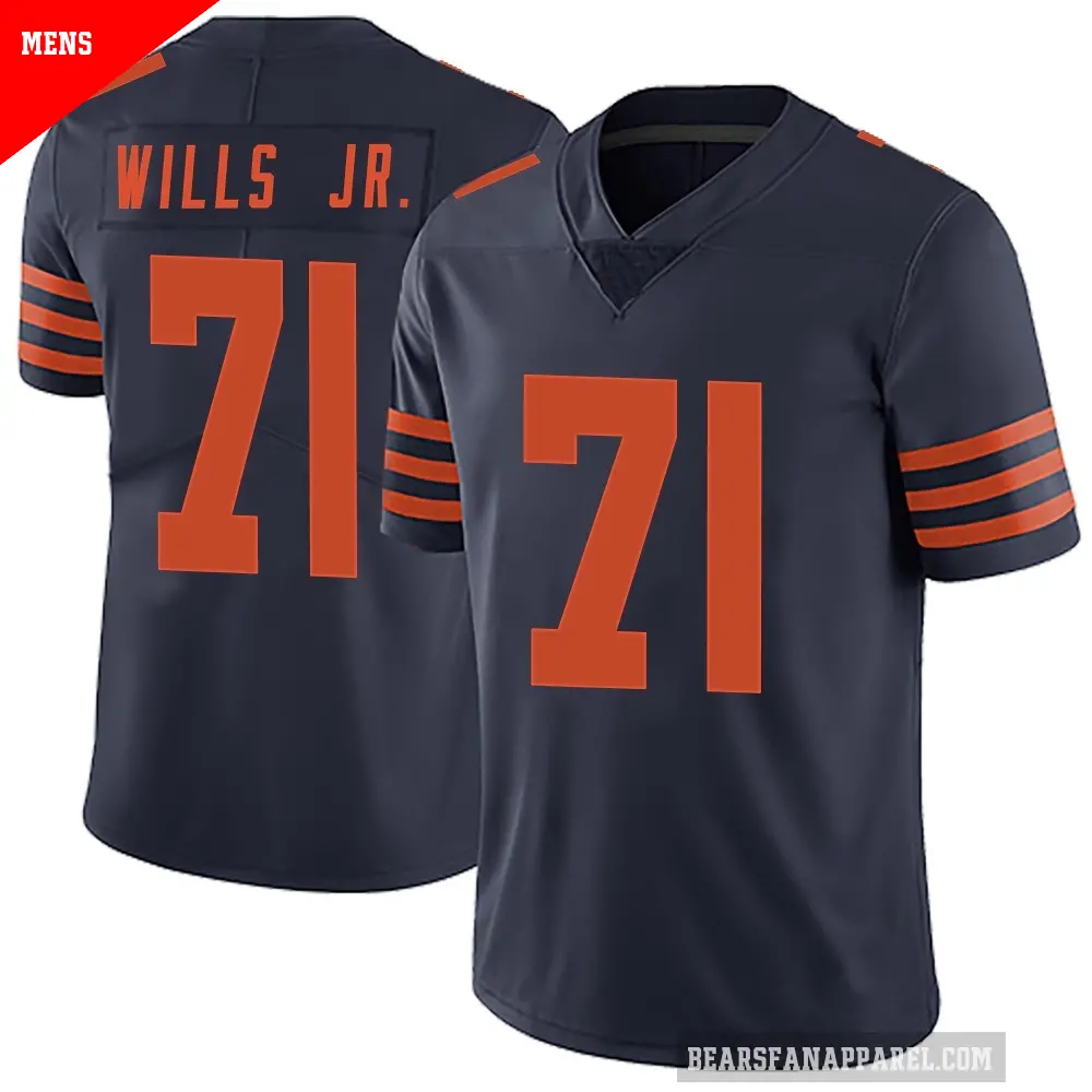 Men's Chicago Bears ＃71 Jedrick Wills Jr. Navy Blue Limited Alternate Vapor Untouchable Jersey