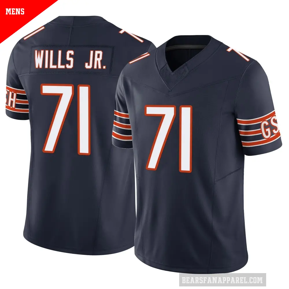 Men's Chicago Bears ＃71 Jedrick Wills Jr. Navy Limited Vapor F.U.S.E. Jersey