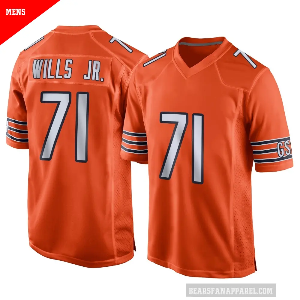 Men's Chicago Bears ＃71 Jedrick Wills Jr. Orange Game Alternate Jersey