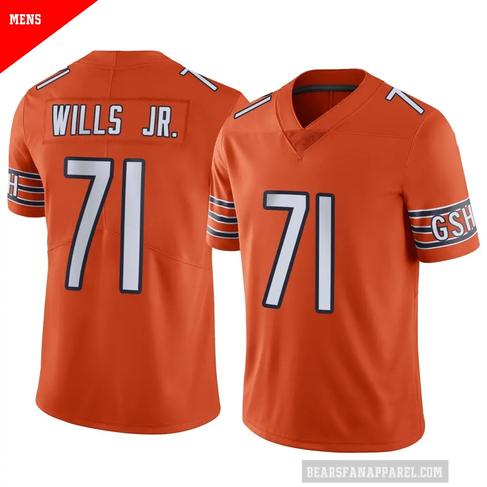 Men's Chicago Bears ＃71 Jedrick Wills Jr. Orange Limited Alternate Vapor Jersey