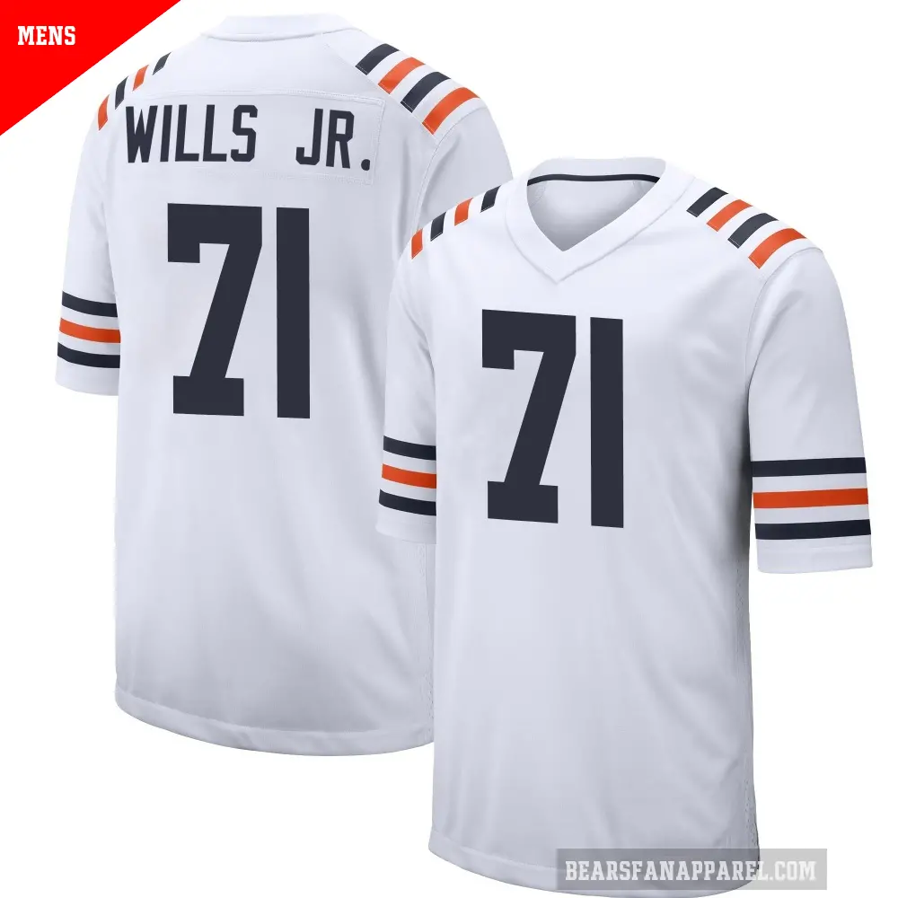 Men's Chicago Bears ＃71 Jedrick Wills Jr. White Game Alternate Classic Jersey