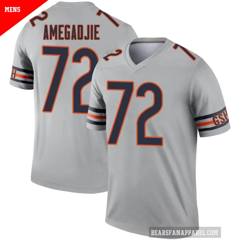 Men's Chicago Bears ＃72 Kiran Amegadjie Legend Inverted Silver Jersey