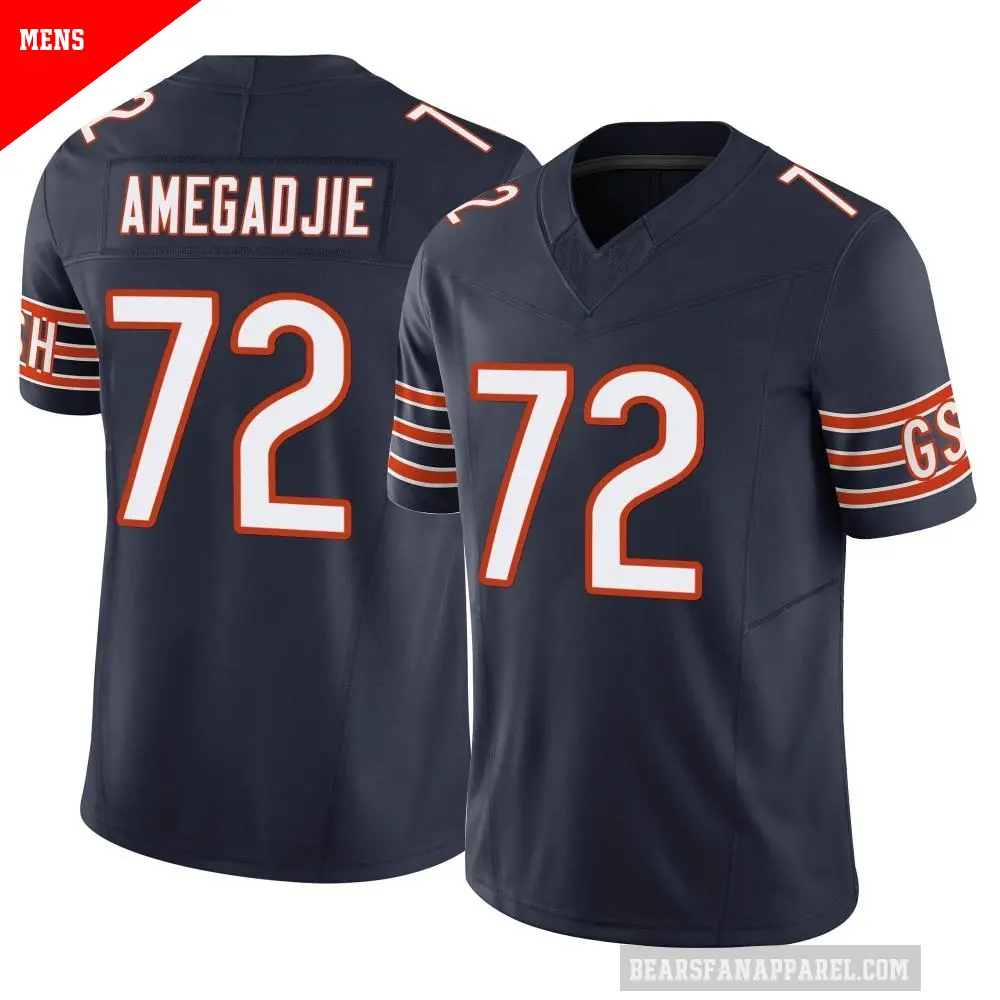 Men's Chicago Bears ＃72 Kiran Amegadjie Navy Limited Vapor F.U.S.E. Jersey