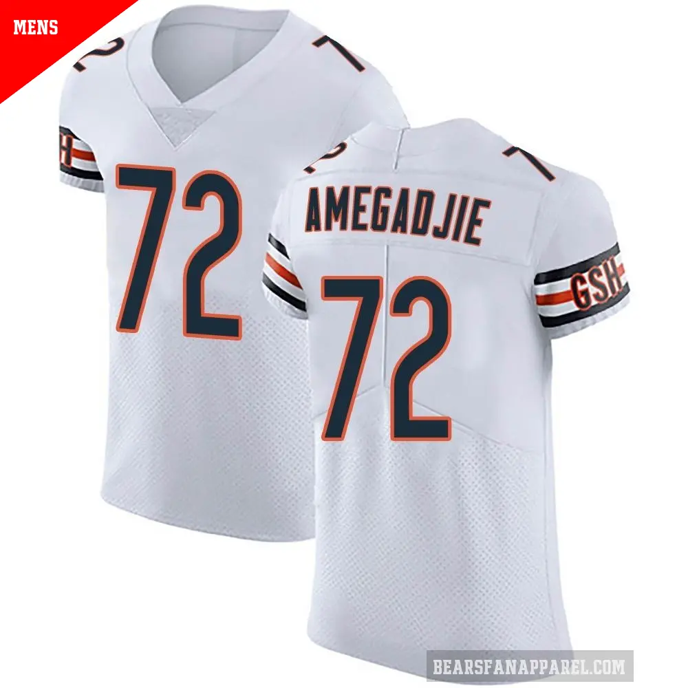 Men's Chicago Bears ＃72 Kiran Amegadjie White Elite Vapor Untouchable Jersey