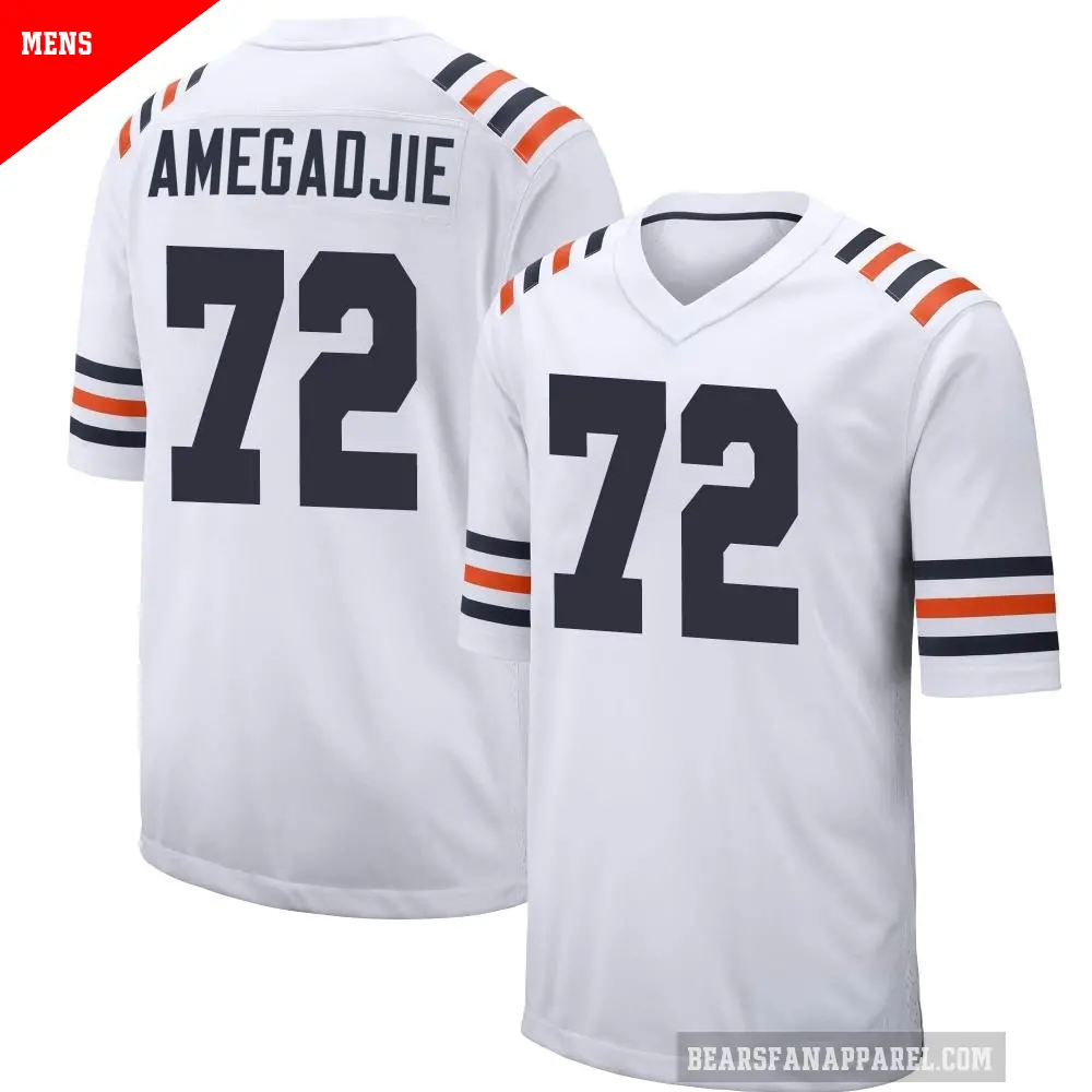 Men's Chicago Bears ＃72 Kiran Amegadjie White Game Alternate Classic Jersey