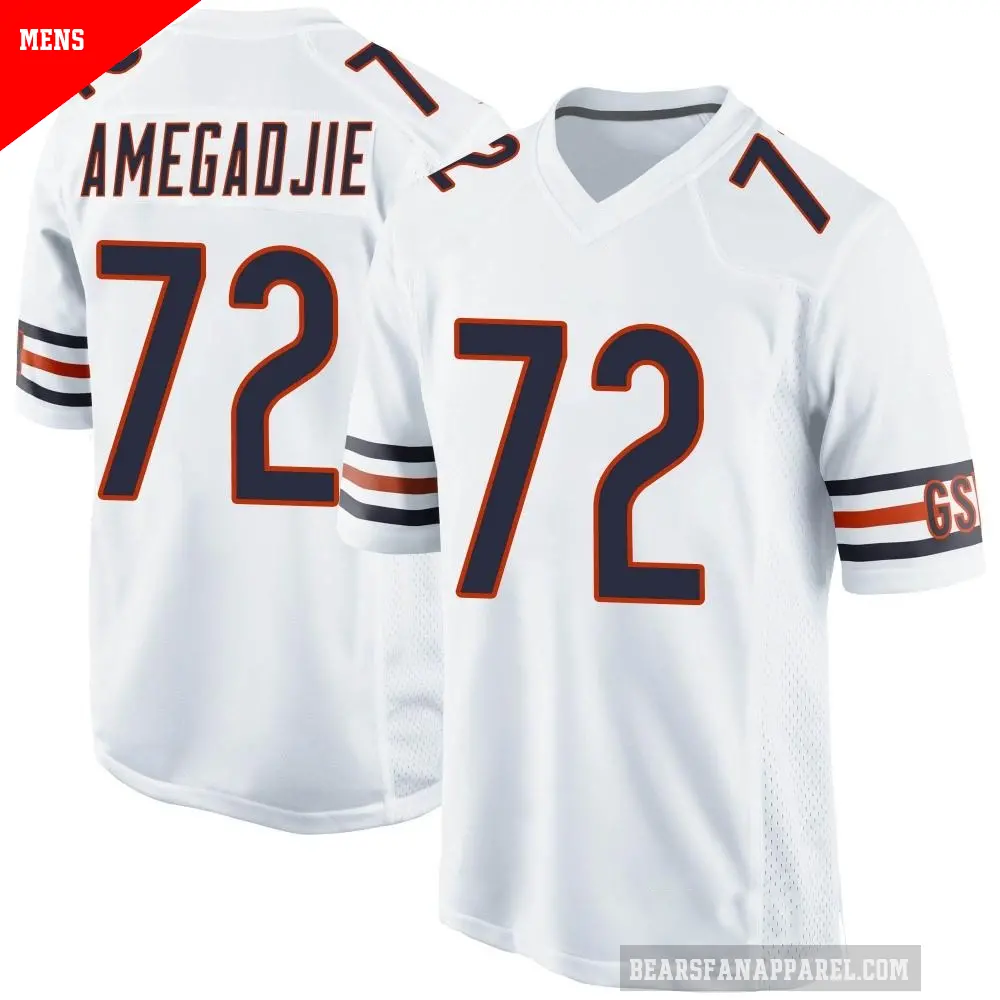 Men's Chicago Bears ＃72 Kiran Amegadjie White Game Jersey