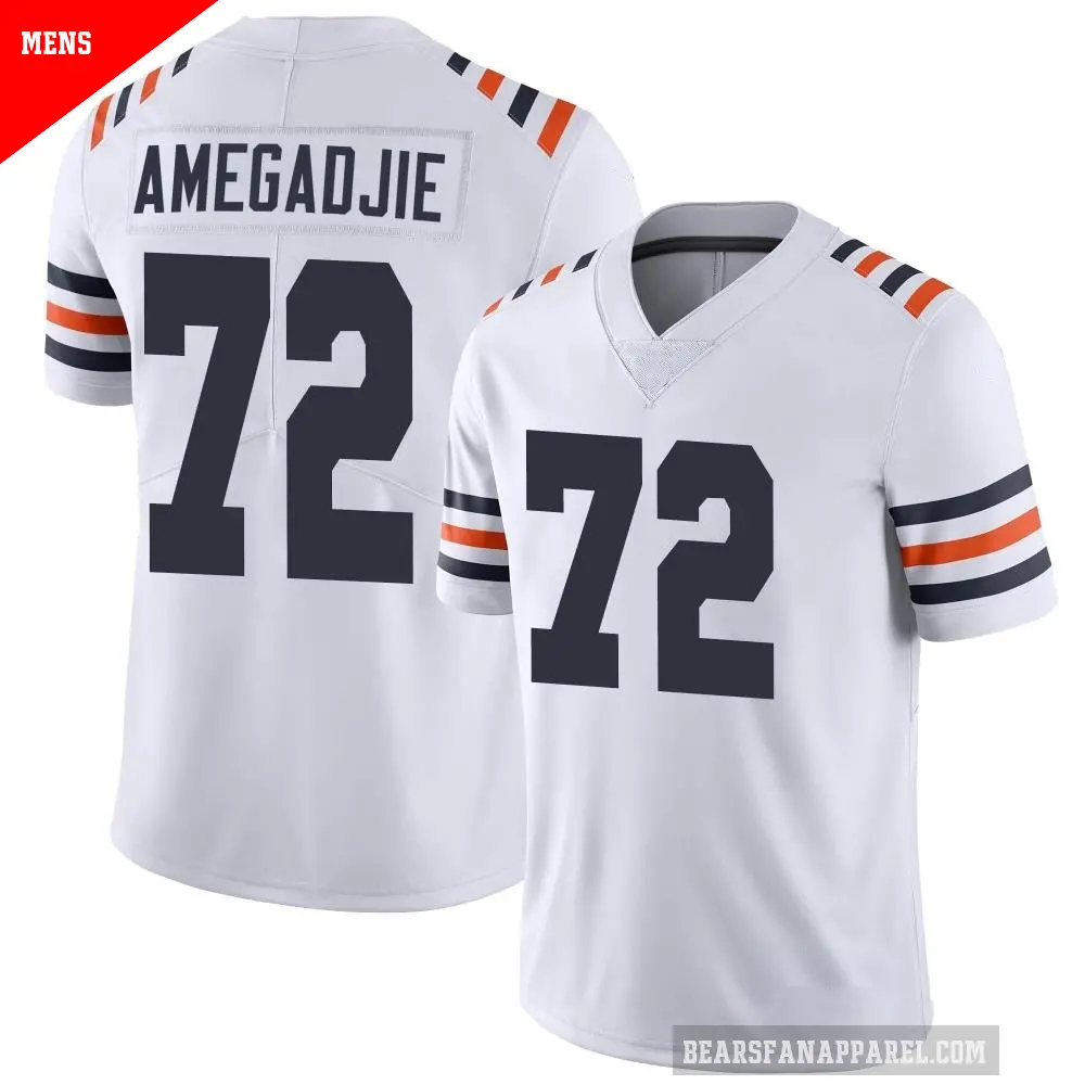 Men's Chicago Bears ＃72 Kiran Amegadjie White Limited Alternate Classic Vapor Jersey