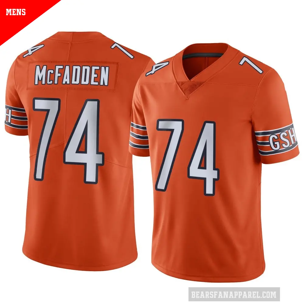 Men's Chicago Bears ＃74 Jordan McFadden Orange Limited Alternate Vapor Jersey