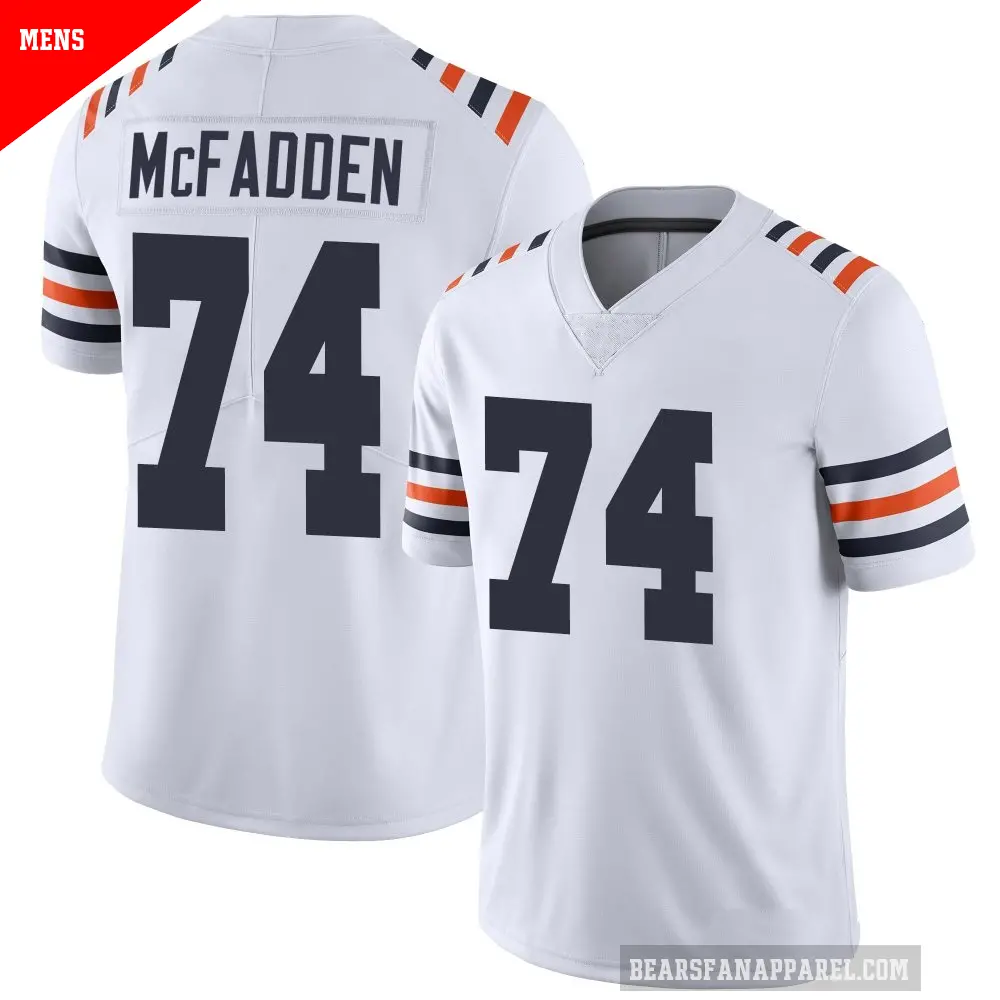 Men's Chicago Bears ＃74 Jordan McFadden White Limited Alternate Classic Vapor Jersey