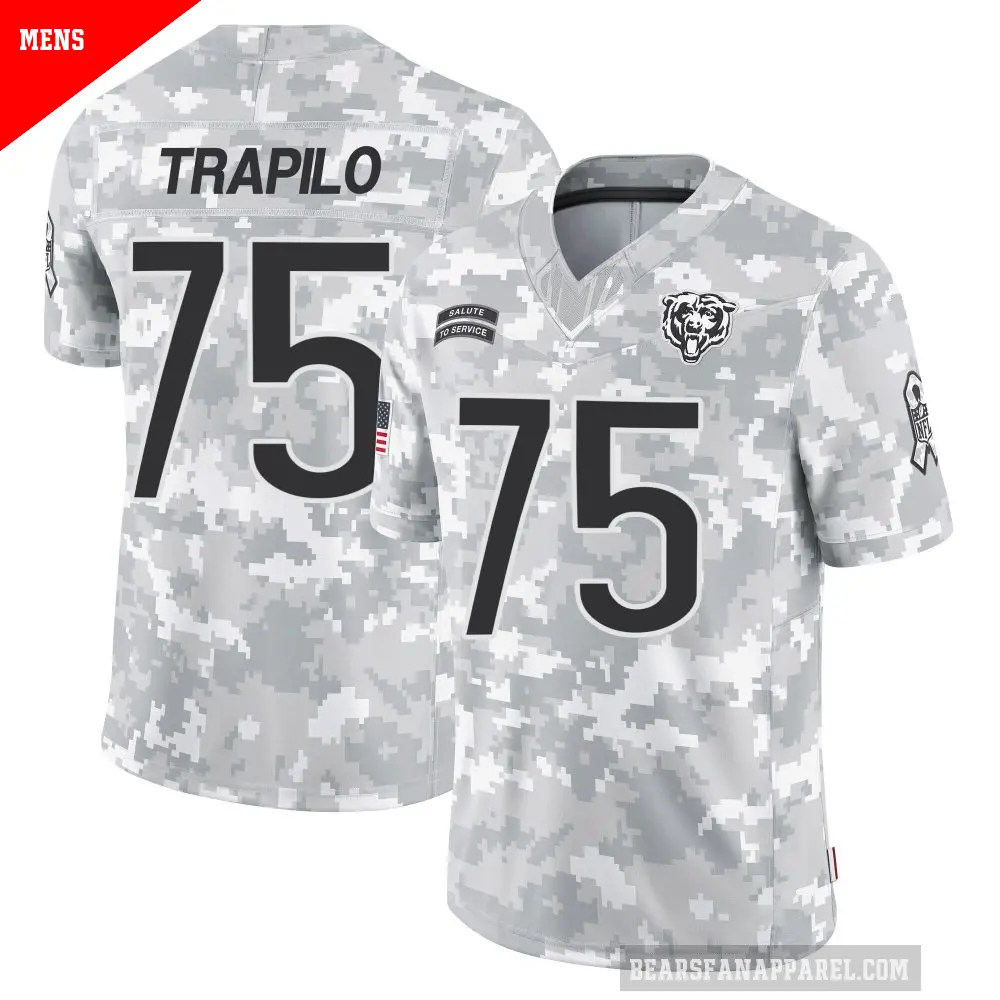 Men's Chicago Bears ＃75 Ozzy Trapilo Arctic Camo Limited 2024 Salute to Service Jersey