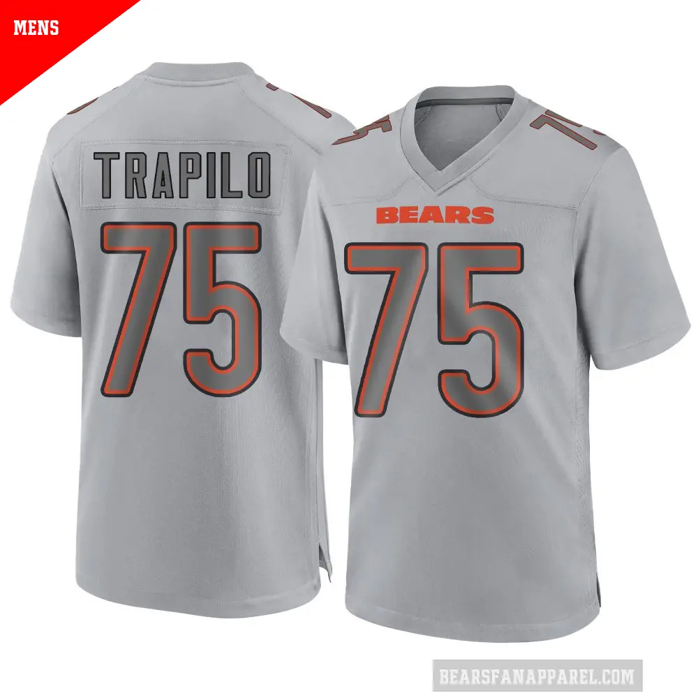 Men's Chicago Bears ＃75 Ozzy Trapilo Gray Game Atmosphere Fashion Jersey