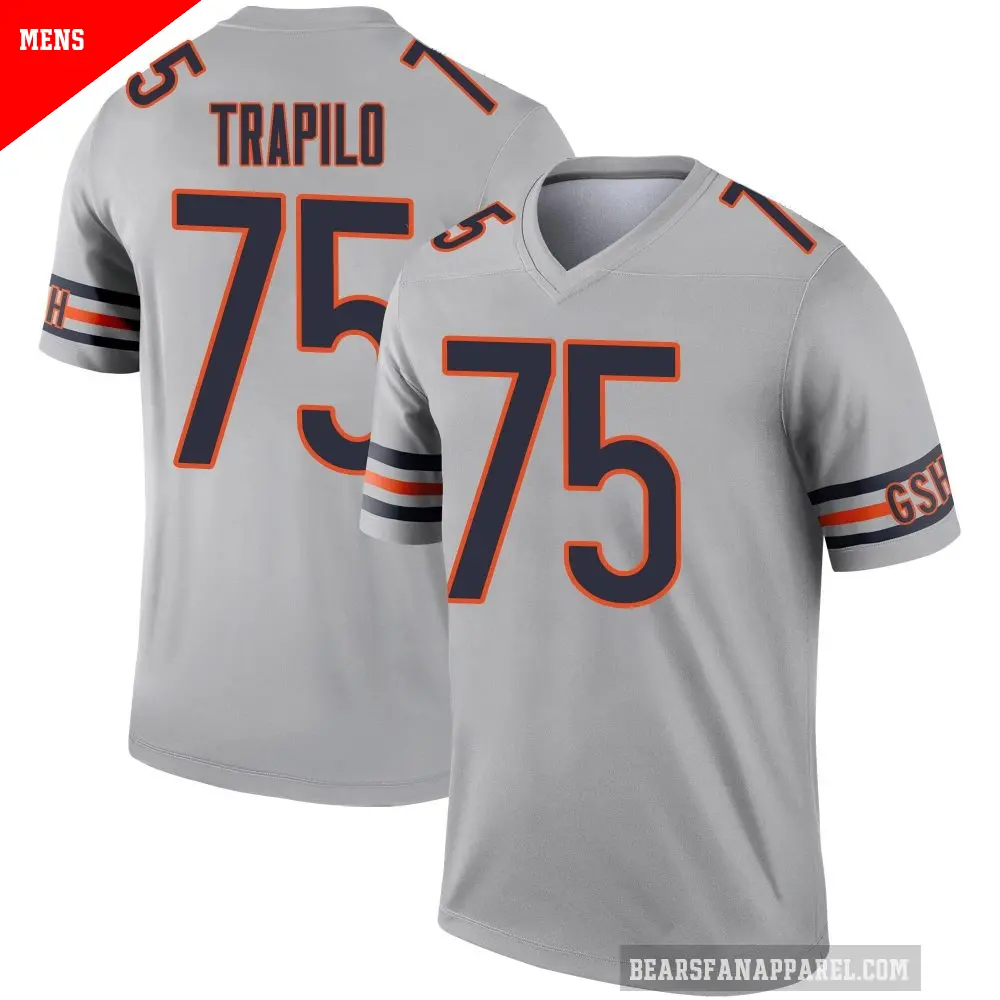Men's Chicago Bears ＃75 Ozzy Trapilo Legend Inverted Silver Jersey