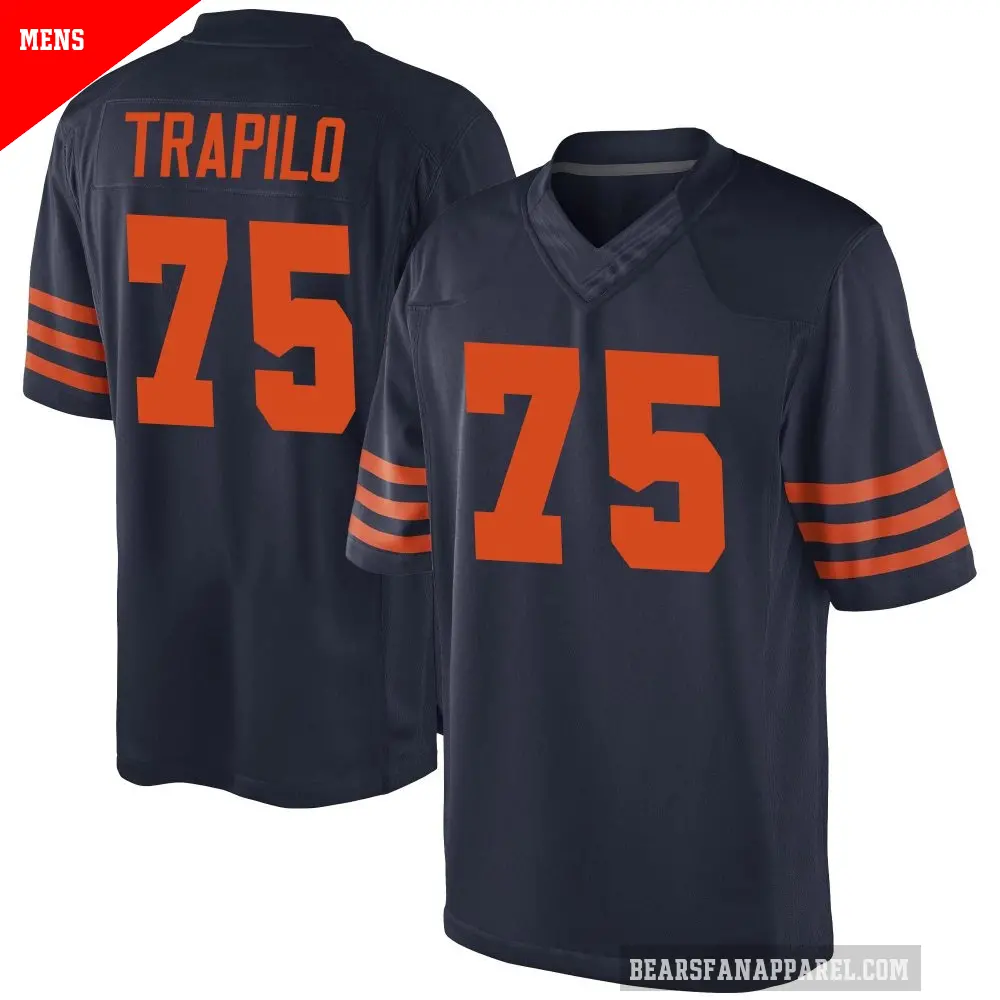 Men's Chicago Bears ＃75 Ozzy Trapilo Navy Blue Game Alternate Jersey