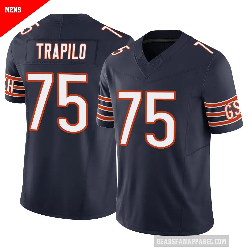 Men's Chicago Bears ＃75 Ozzy Trapilo Navy Limited Vapor F.U.S.E. Jersey