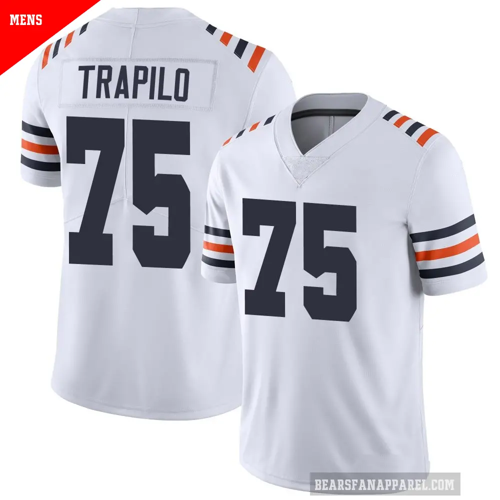 Men's Chicago Bears ＃75 Ozzy Trapilo White Limited Alternate Classic Vapor Jersey