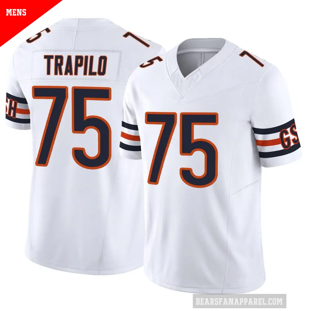 Men's Chicago Bears ＃75 Ozzy Trapilo White Limited Vapor F.U.S.E. Jersey