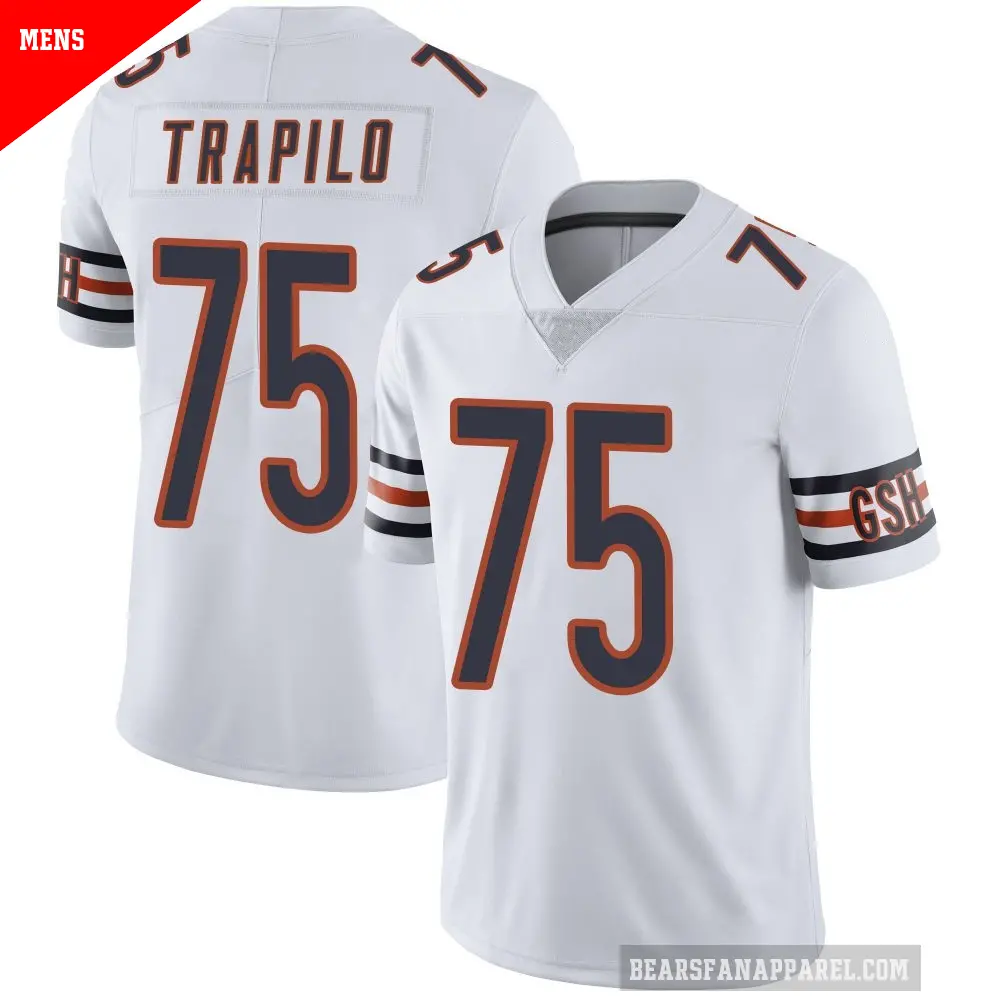 Men's Chicago Bears ＃75 Ozzy Trapilo White Limited Vapor Untouchable Jersey