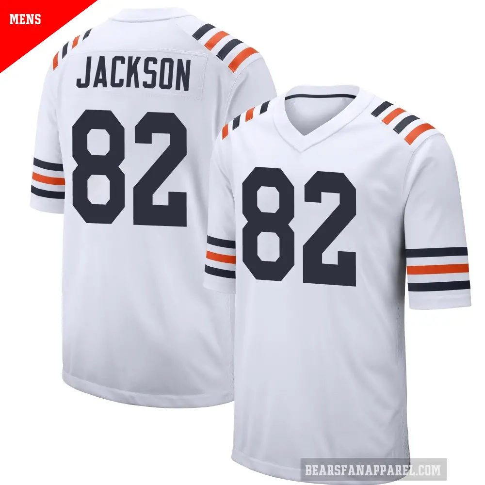 Men's Chicago Bears ＃82 John Jackson White Game Alternate Classic Jersey