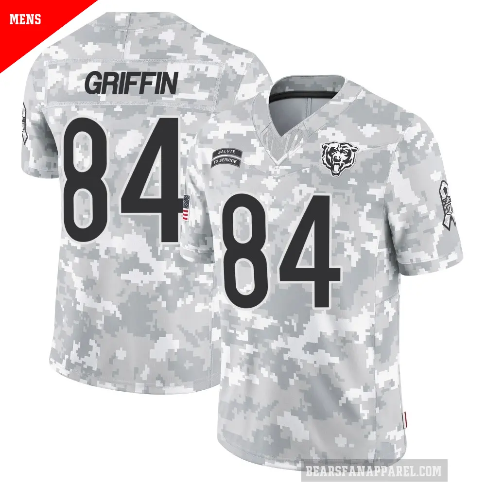 Men's Chicago Bears ＃84 Ryan Griffin Arctic Camo Limited 2024 Salute to Service Jersey