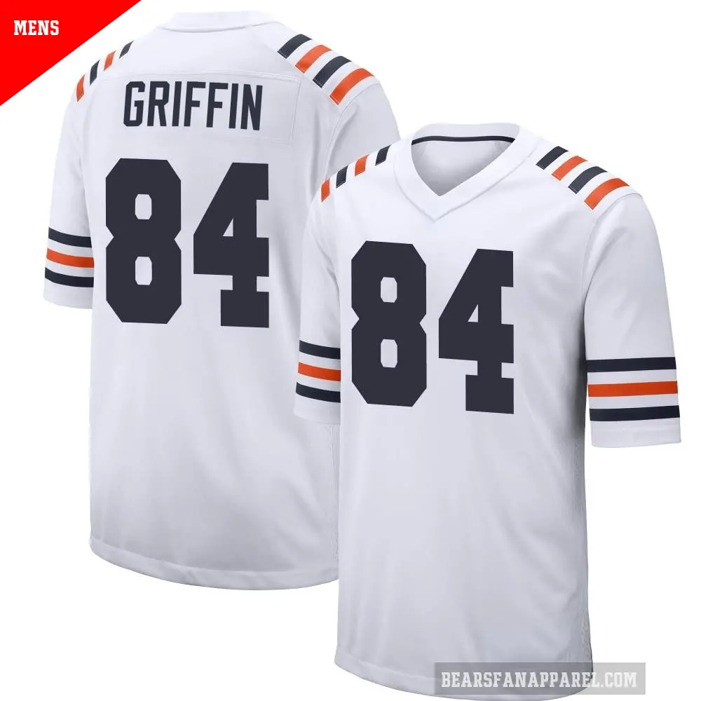 Men's Chicago Bears ＃84 Ryan Griffin White Game Alternate Classic Jersey