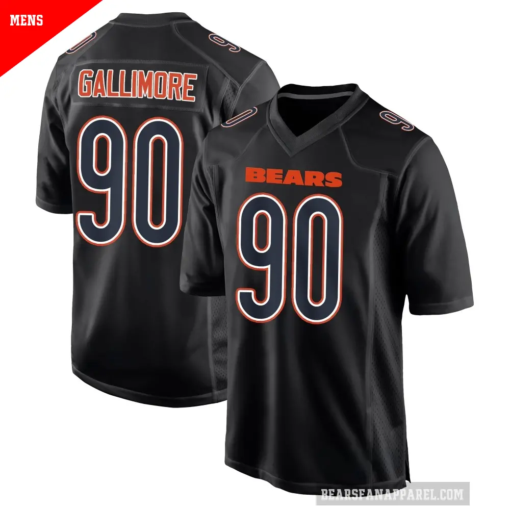 Men's Chicago Bears ＃90 Neville Gallimore Black Game Carbon Fashion Jersey