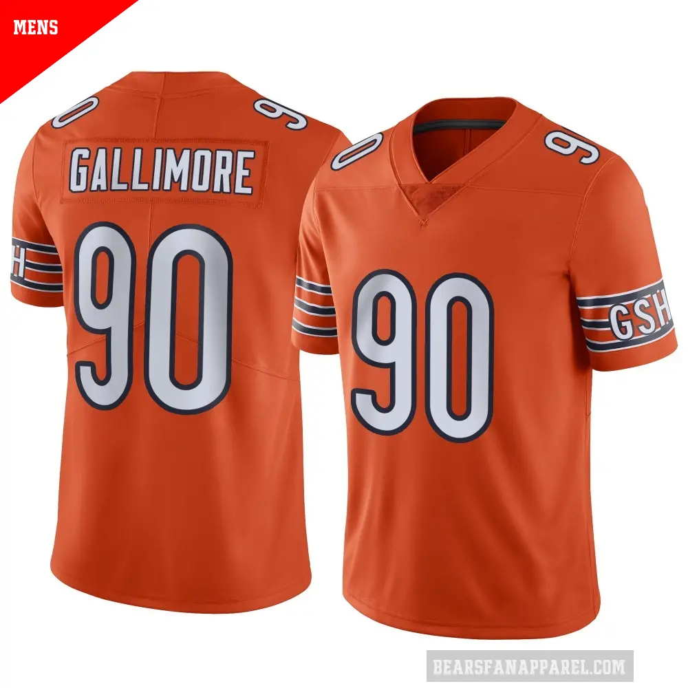 Men's Chicago Bears ＃90 Neville Gallimore Orange Limited Alternate Vapor Jersey