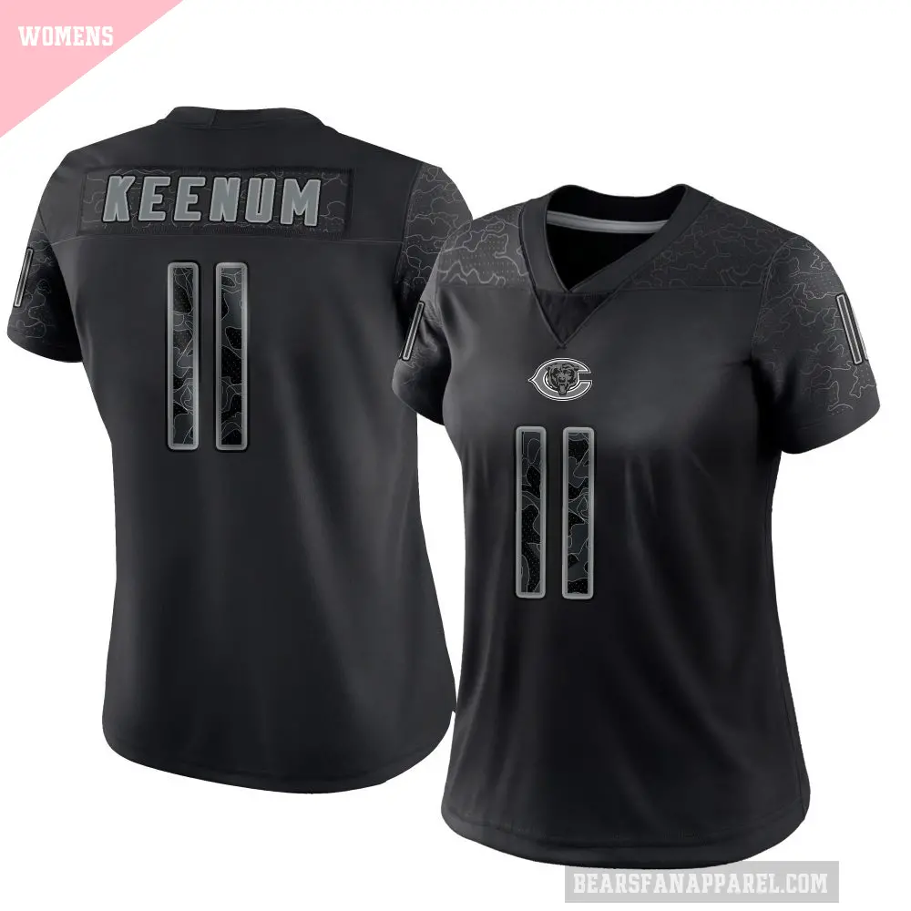 Women's Chicago Bears ＃11 Case Keenum Black Limited Reflective Jersey