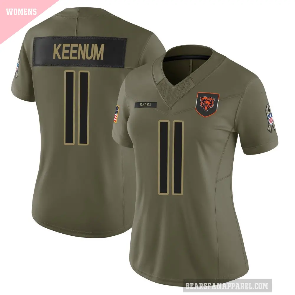 Women's Chicago Bears ＃11 Case Keenum Olive Limited 2025 Salute to Service Jersey