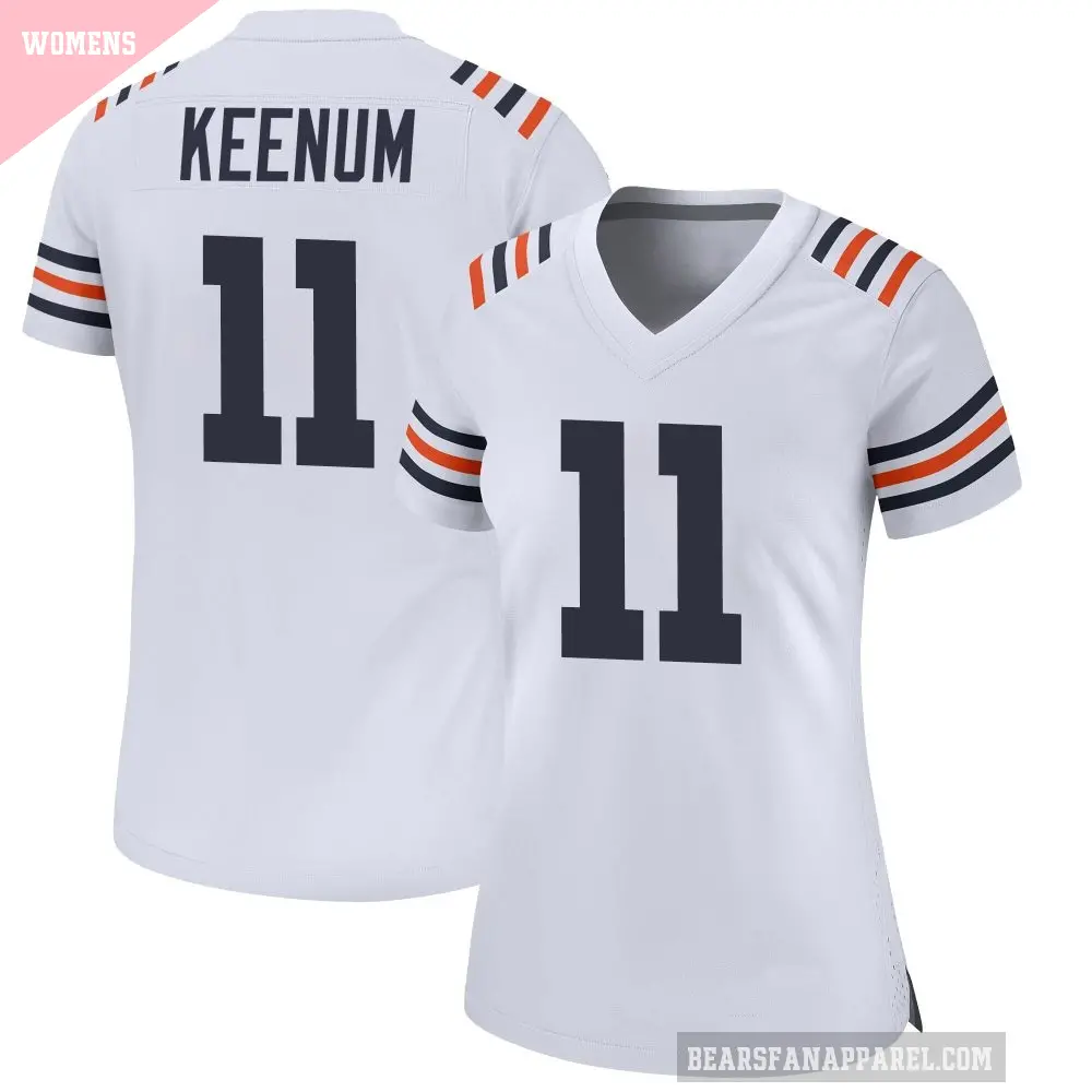 Women's Chicago Bears ＃11 Case Keenum White Game Alternate Classic Jersey