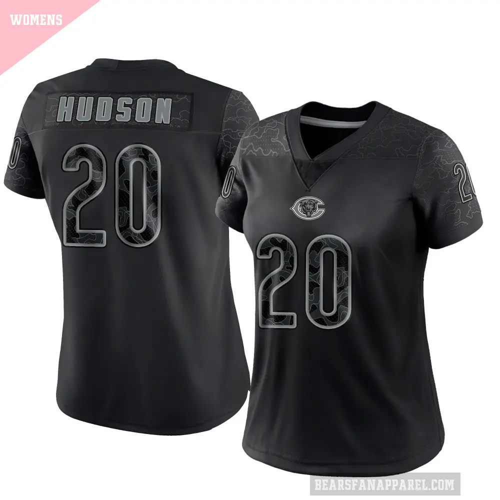 Women's Chicago Bears ＃20 Kyron Hudson Black Limited Reflective Jersey