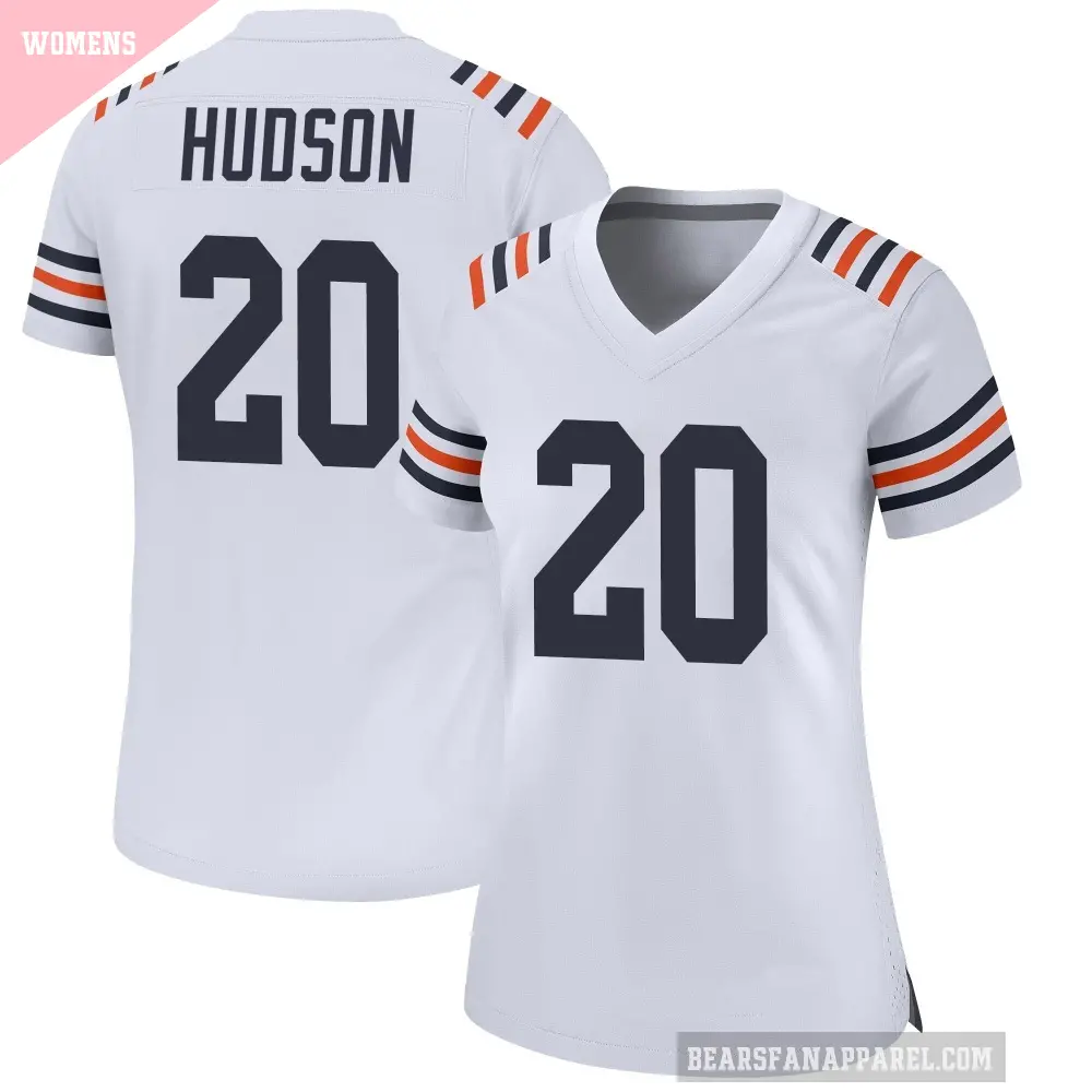 Women's Chicago Bears ＃20 Kyron Hudson White Game Alternate Classic Jersey