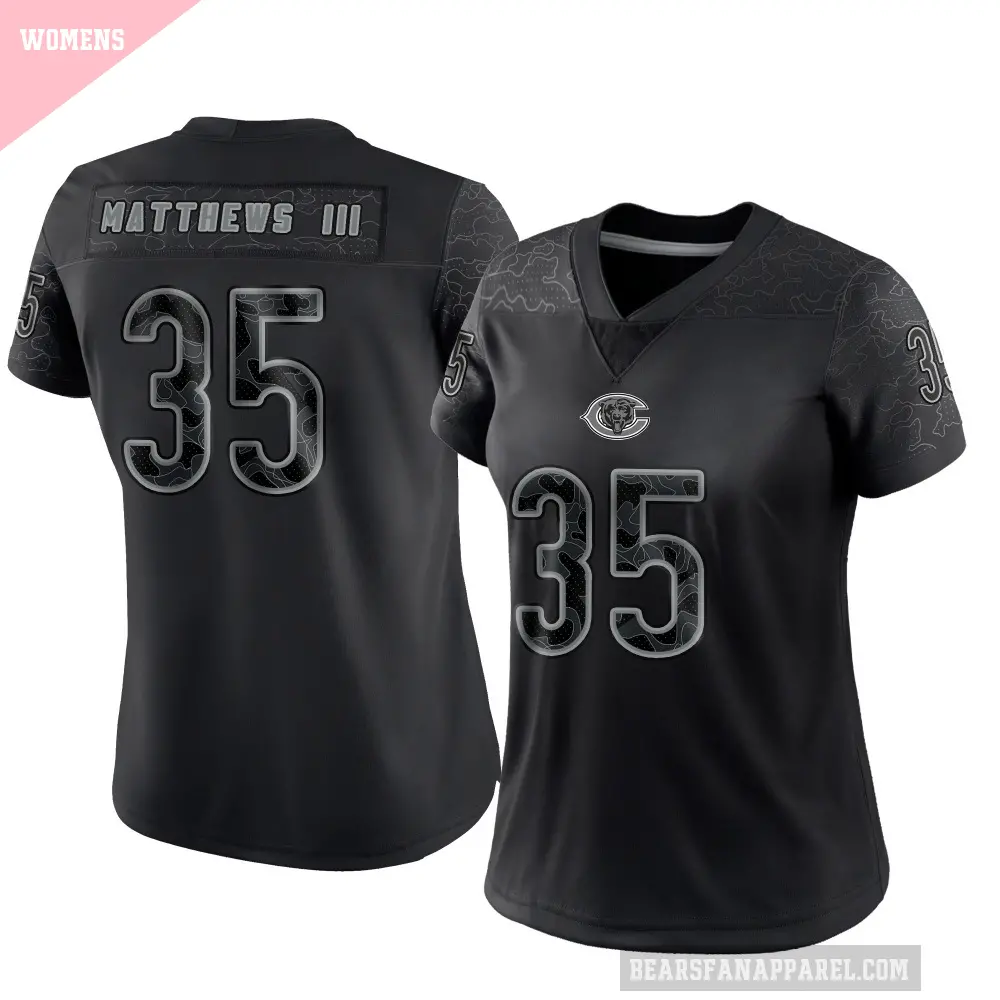 Women's Chicago Bears ＃35 Wayne Matthews III Black Limited Reflective Jersey