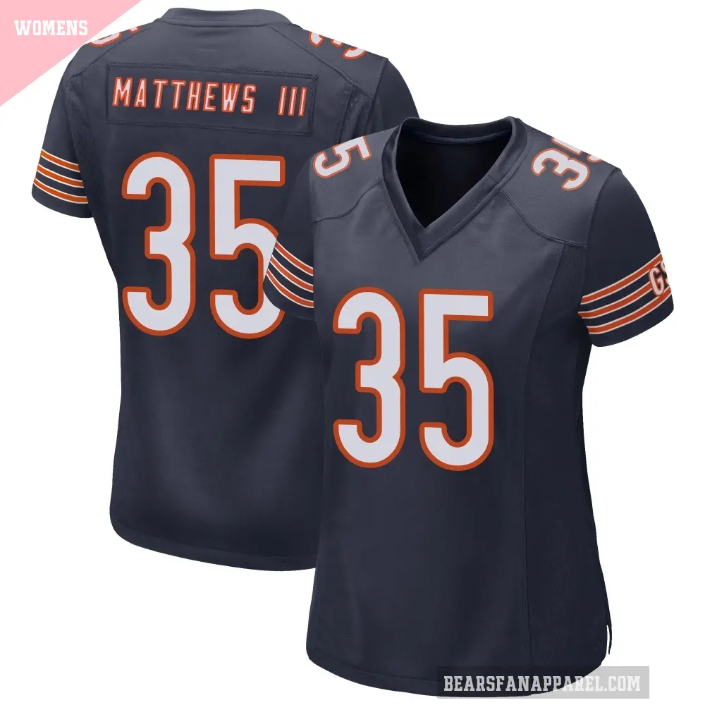 Women's Chicago Bears ＃35 Wayne Matthews III Navy Game Team Color Jersey