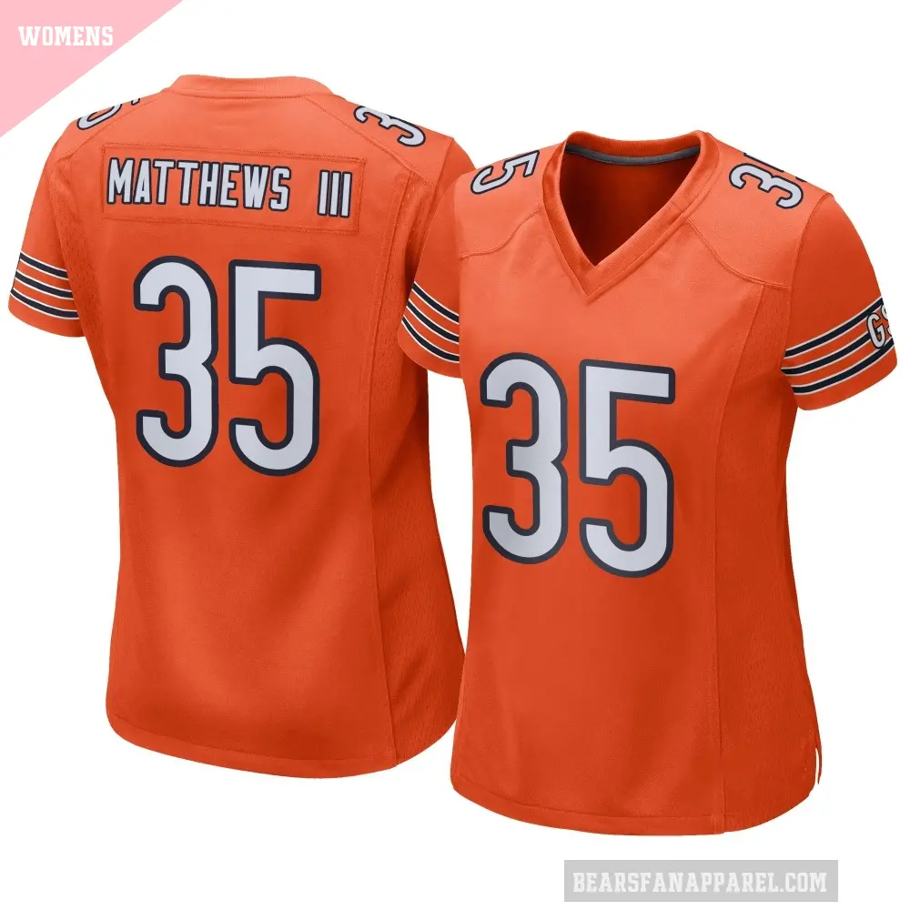 Women's Chicago Bears ＃35 Wayne Matthews III Orange Game Alternate Jersey