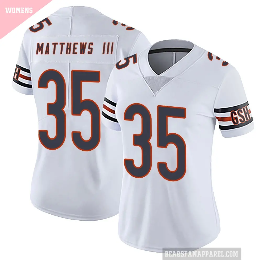Women's Chicago Bears ＃35 Wayne Matthews III White Limited Vapor Untouchable Jersey