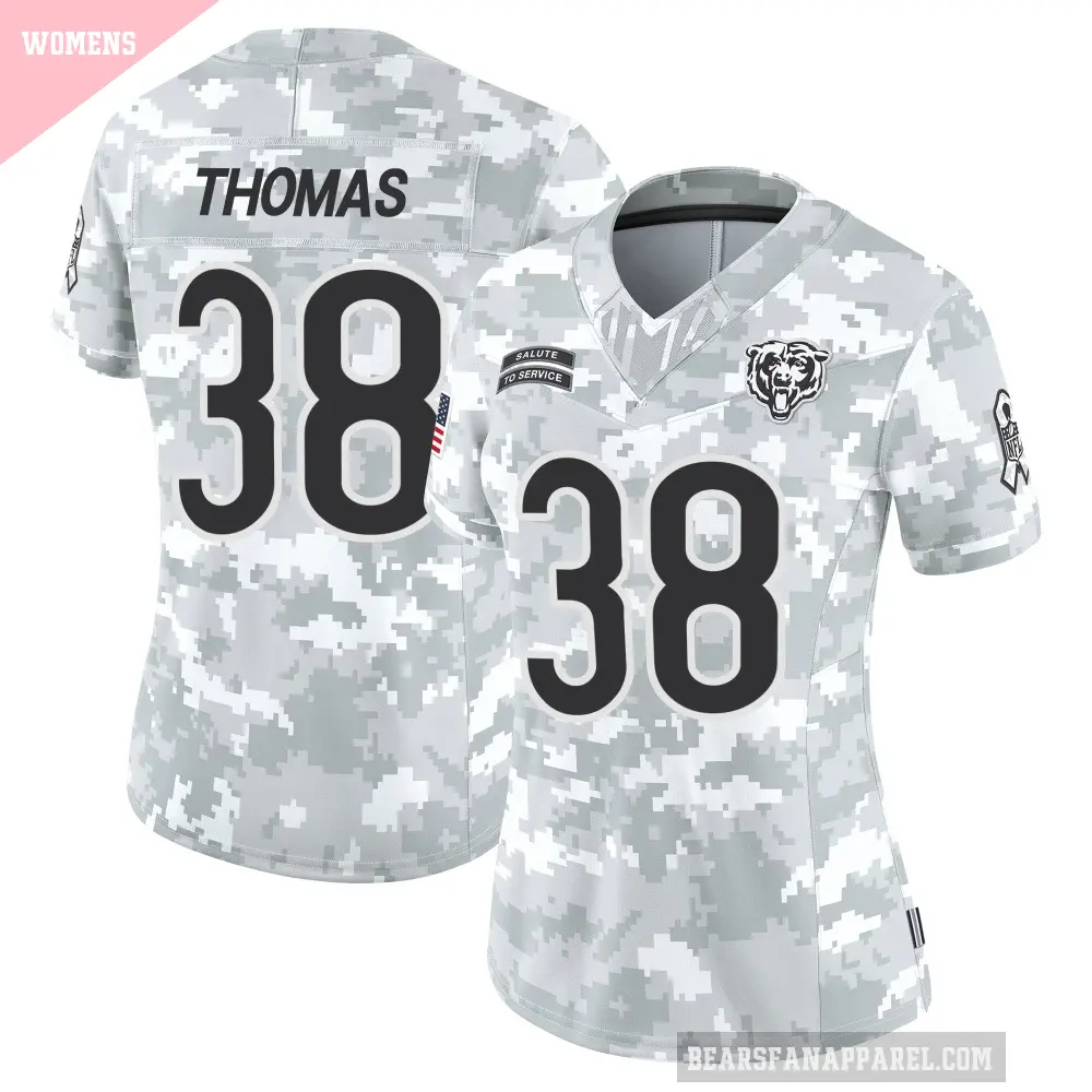 Women's Chicago Bears ＃38 Skyler Thomas Arctic Camo Limited 2024 Salute to Service Jersey